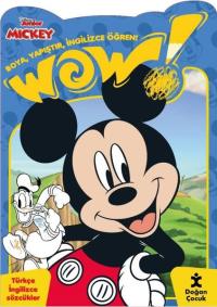 Wow! Disney Junior Mickey Boyama Kitabı - Boya, Yapıştır, İngilizce Öğren! Türkçe İngilizce Sözcükle